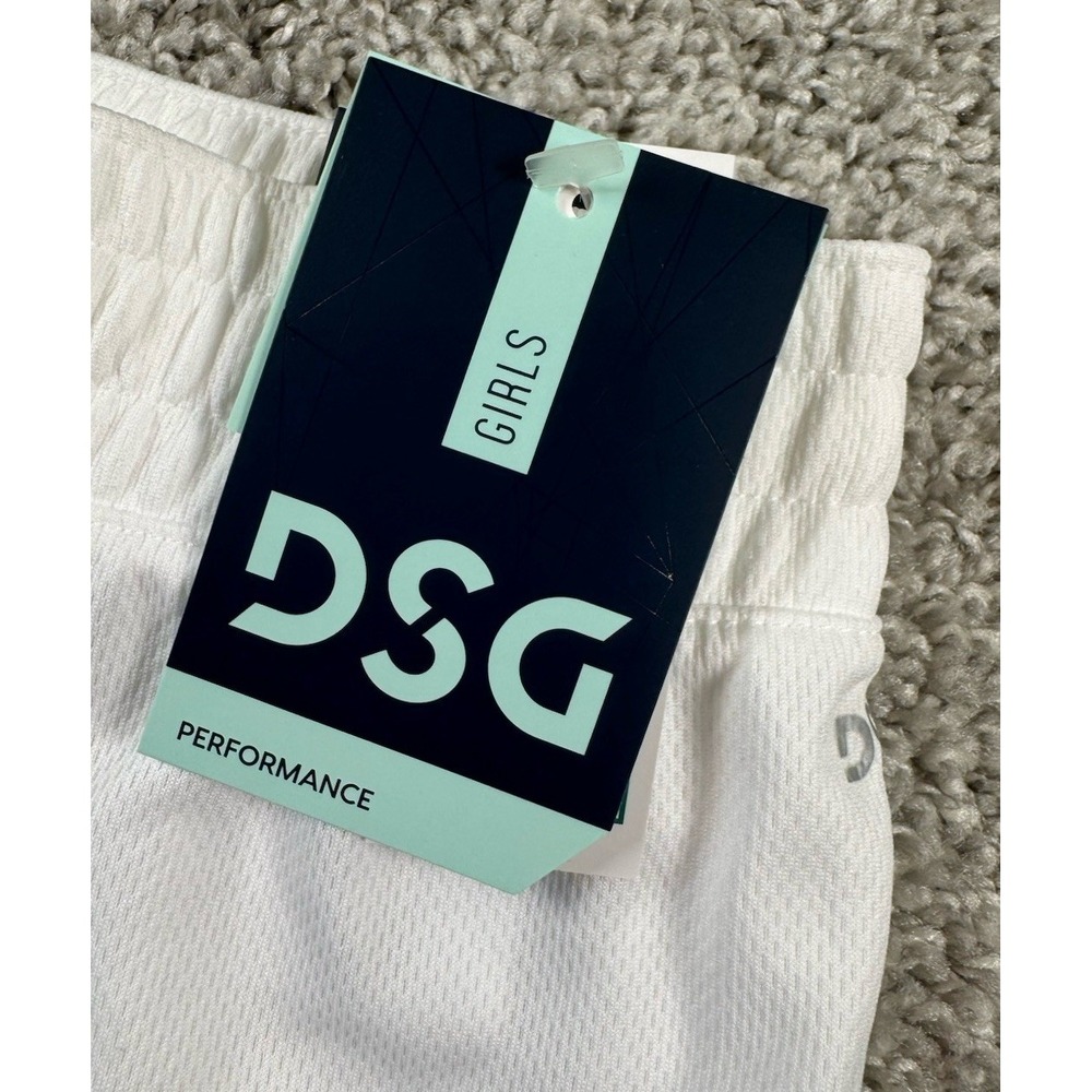NEW DSG Girls Performance Mid Rise Mesh Athletic Shorts Pure White XL 16 - Picture 4 of 7